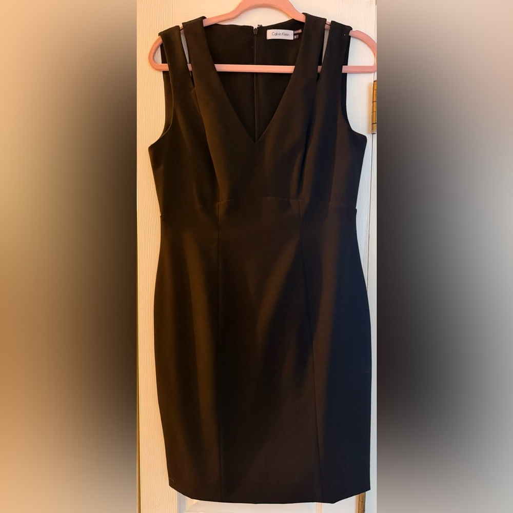 Calvin Klein Black V-Neck Midi Dress